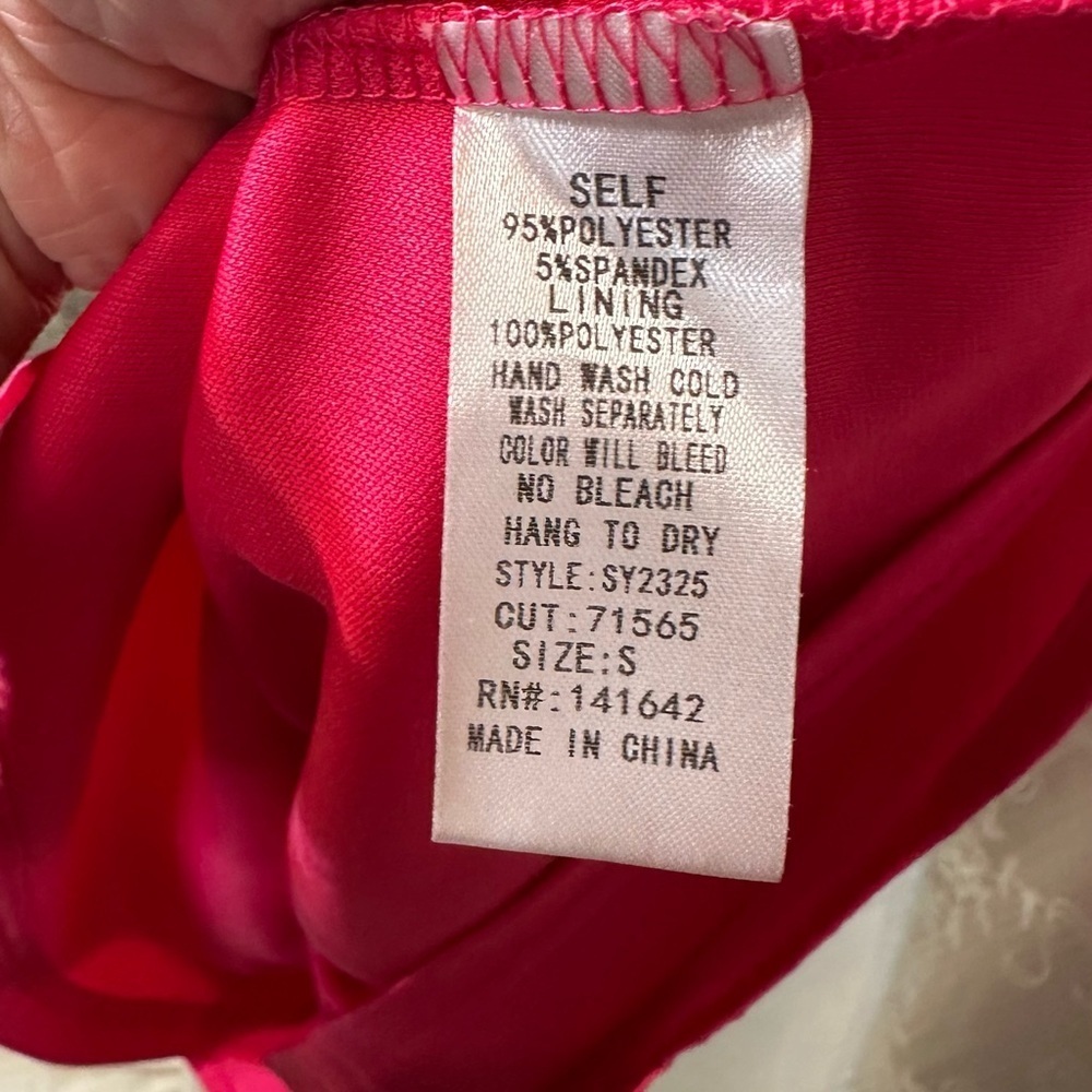 North End Boutique Satin Flirty Milkmaid Pink Puff Sleeve Bow Midi Dress Small - Picture 4 of 7